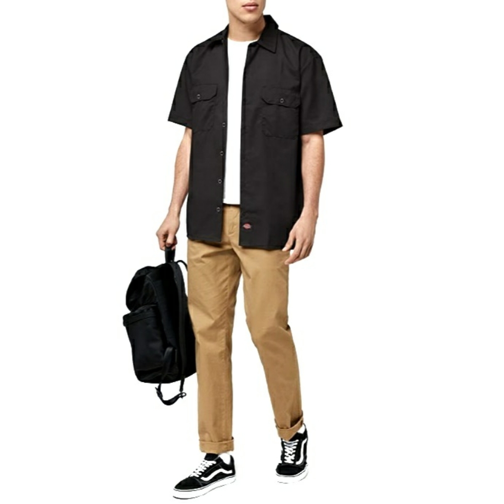 DICKIES short sleeve button down black work shirt - Picture 6 of 6